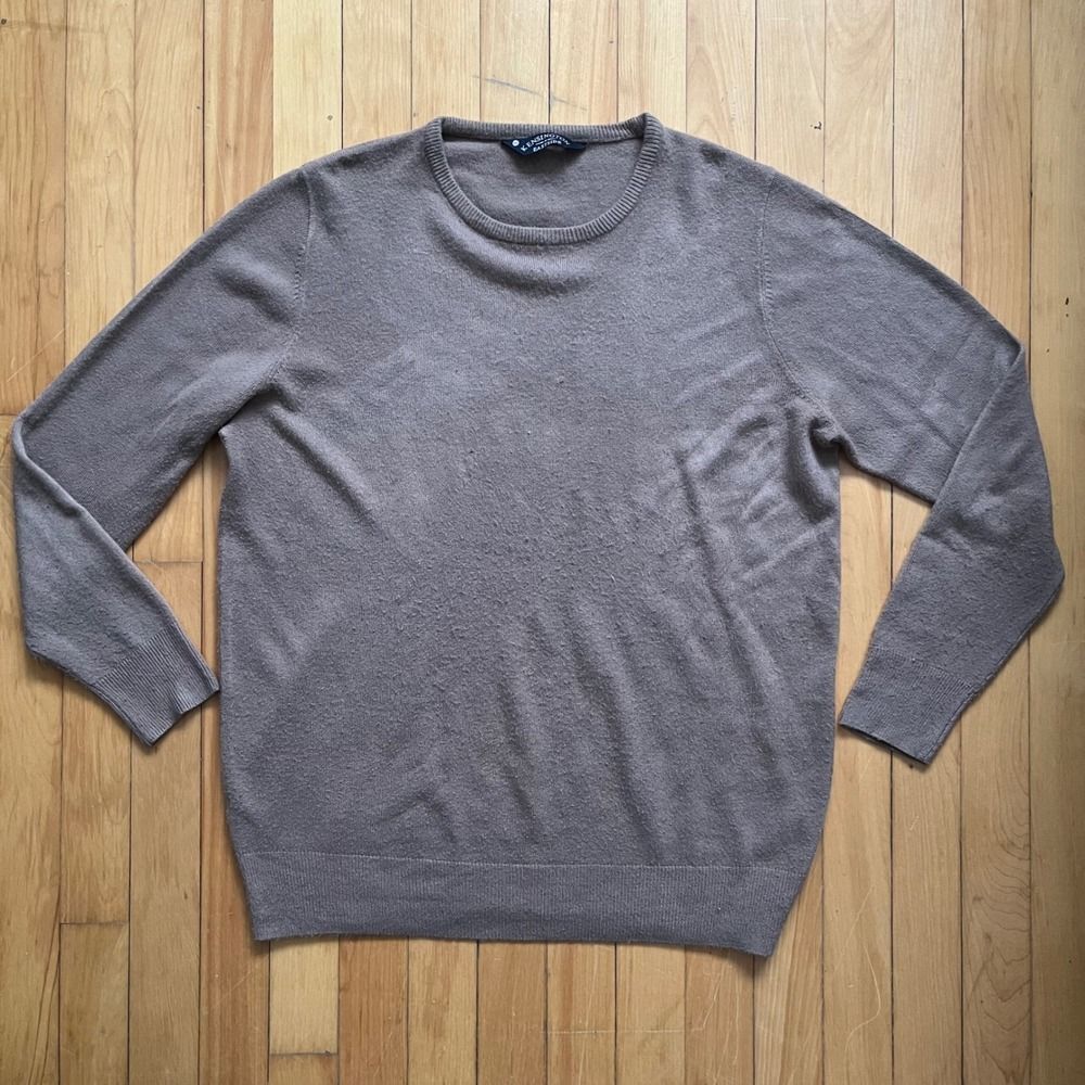 KENSINGTON EASTSIDE Mens XXL Crew Neck Long Sleeve Sweater Brown Acrylic Casual